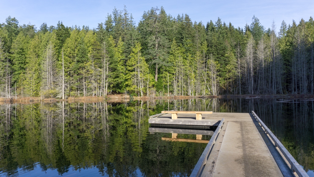 The dock at Whyte Lake in West Vancouver, an easy hike